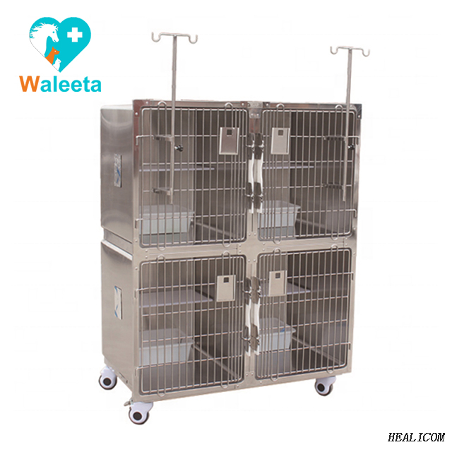 Prezzo di fabbrica WTC-03 Gabbia per animali per clinica veterinaria Gabbia per gatti in acciaio inossidabile 304 con ruota
